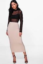 Boohoo Rose Basic Jersey Long Line Midi Skirt