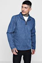 Boohoo Funnel Neck Half Zip Denim Jacket