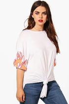 Boohoo Plus Maddy Flame Knot Front Tee