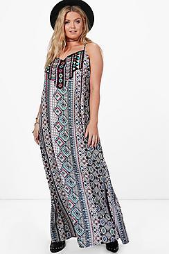 Boohoo Plus  Lola Embroidered Detail Column Maxi Dress