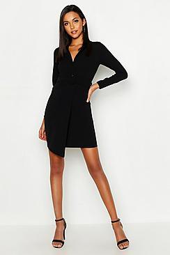 Boohoo Tall Self Fabric Belted Blazer Dress