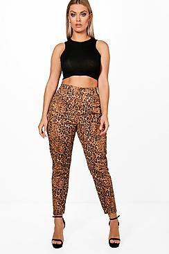 Boohoo Plus Emma Leopard Skinny Jean