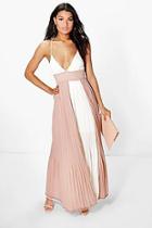 Boohoo Boutique Lin Pleated Colour Block Maxi Dress