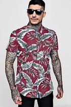 Boohoo All Over Leaf Print Short Sleeve Shirt