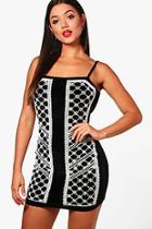Boohoo Lauren Caviar Bead Square Neck Bodycon Dress