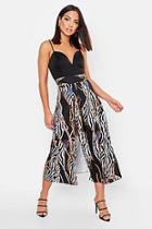 Boohoo Chain Zebra Print Split Detail Skirt