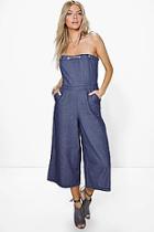 Boohoo Louise Rope Tie Denim Jumpsuit