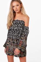 Boohoo Ellie Extreme Cold Shoulder Playsuit Multi