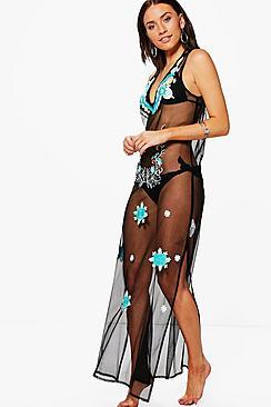 Boohoo Isla Boutique Embroidered Maxi Beach Dress