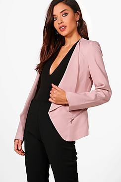 Boohoo Zip Waterfall Blazer