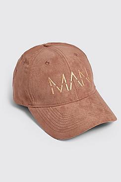 Boohoo Faux Suede 6 Panel Cap With Man Dash