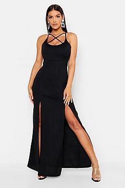 Boohoo Strappy Plunge Maxi Dress