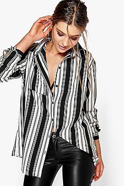Boohoo Becca Woven Stripe Shirt