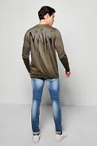 Boohoo Man Back Print Sweater With Side Zips