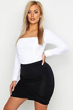 Boohoo Plus Slinky Wrap Bodycon Skirt