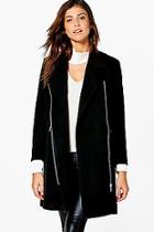 Boohoo Tilly Zip Up Wool Look Coat