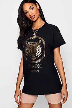 Boohoo Tall Woman Foil Print Slogan Tee