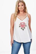 Boohoo Plus Hannah Floral Embroidered Cami Top