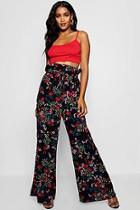 Boohoo Woven Floral Paperbag Wide Leg Trouser