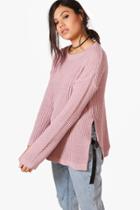 Boohoo Nicola D Ring Lace Up Side Split Jumper Lilas