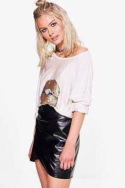 Boohoo Mya Sequin Lip Jumper