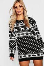 Boohoo Plus Reindeer & Snowflake Christmas Jumper Dress