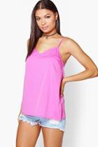 Boohoo Grace Woven Solid Cami Pink