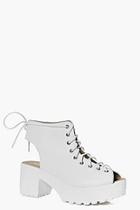 Boohoo Violet Peeptoe Lace Up Cleated Shoe Boot