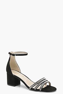 Boohoo Diamante Block Heel 2 Part Heels