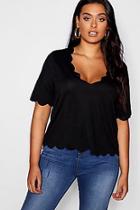 Boohoo Plus Longline Scallop Edge Top