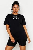 Boohoo Plus Stay Weird Slogan T-shirt