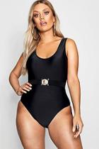 Boohoo Plus Lion Belted Swimsuit