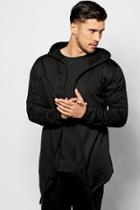 Boohoo Fishtail Hoodie With Ruched Sleeves Black