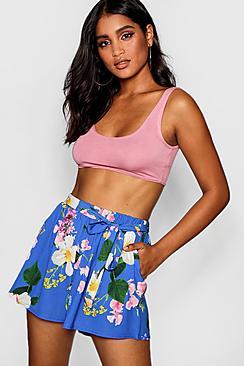 Boohoo Delilah Floral Print Tie Belt Short