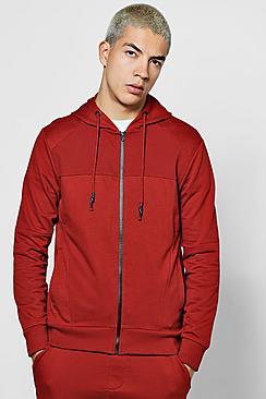 Boohoo Ottoman Rib Zip Through Hoodie
