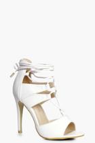 Boohoo Molly Ghillie Lace Up Heels White