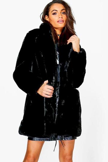 Boohoo Boutique Brooke Faux Fur Coat Black