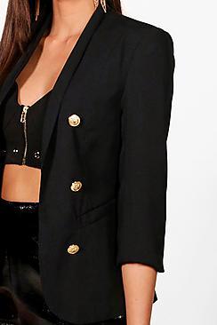 Boohoo Lucy Button Detail Crop Blazer