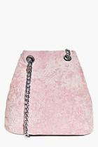 Boohoo Maria Crushed Velvet Chain Cross Body Bag