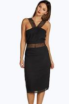 Boohoo Boutique Mya Crochet Trim Detail Midi Dress