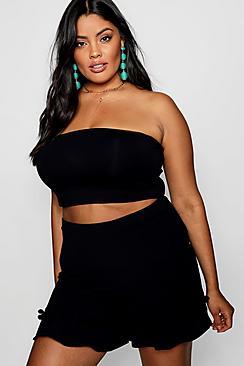 Boohoo Plus Amie Pom Pom Trim Flippy Shorts