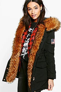 Boohoo Boutique Cara Parka With Badge