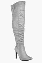 Boohoo Violet Pointed Over The Knee Boot Grey