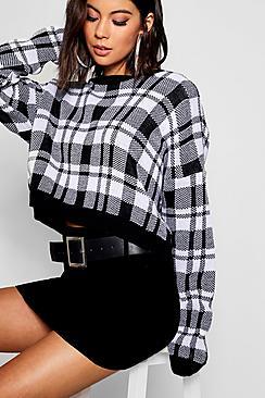 Boohoo Check Crop Jumper