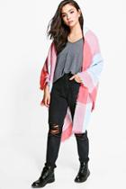 Boohoo Lilly Oversize Tartan Check Cape Coral