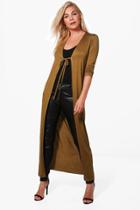 Boohoo Alicia Tie Front Maxi Kimono Olive
