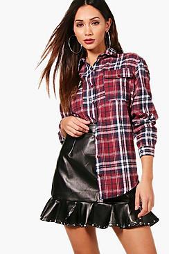 Boohoo Petite Charlotte Check Shirt Oversized