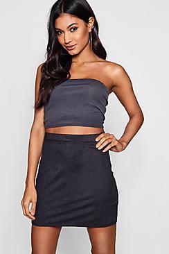 Boohoo Lexi Stretch Suedette Mini Skirt