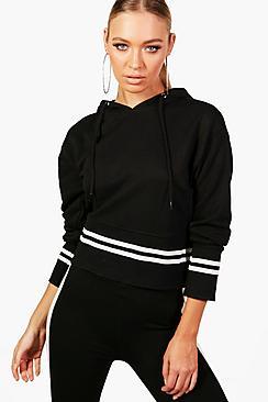 Boohoo Olivia Athleisure Crop Ribbed Waist Hoodie