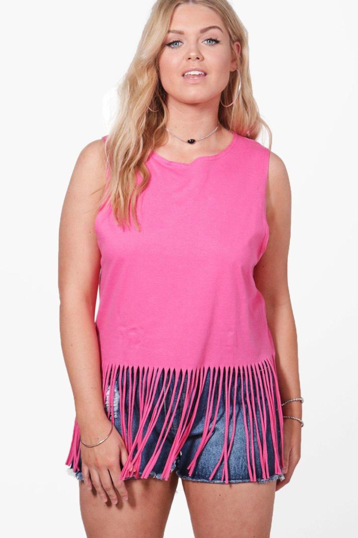 Boohoo Plus Hannah Tassel Top Pink